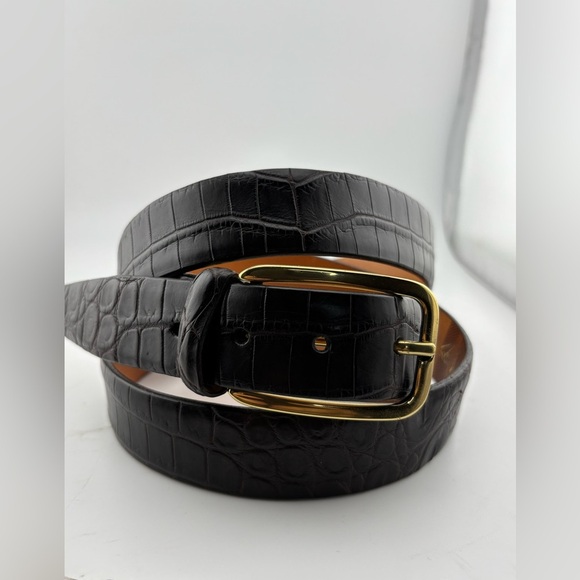 Martin Dingman Genuine Alligator Grain Calfskin Brown 42" Belt Hand Made in USA - Picture 10 of 12